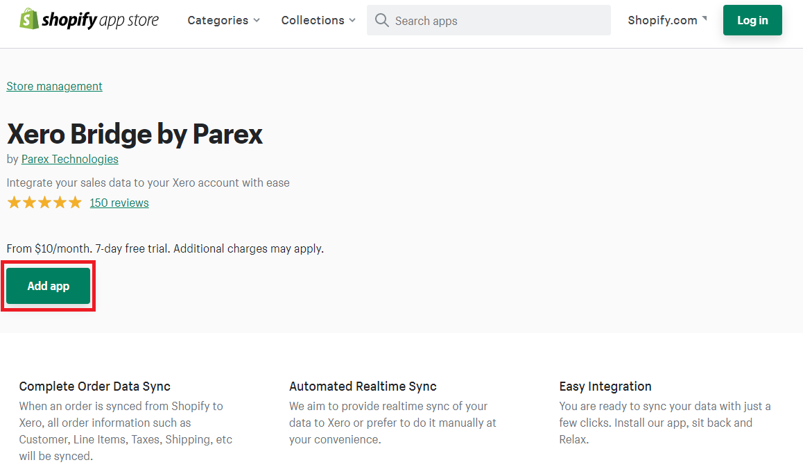 Add Xero bridge app in Shopify.